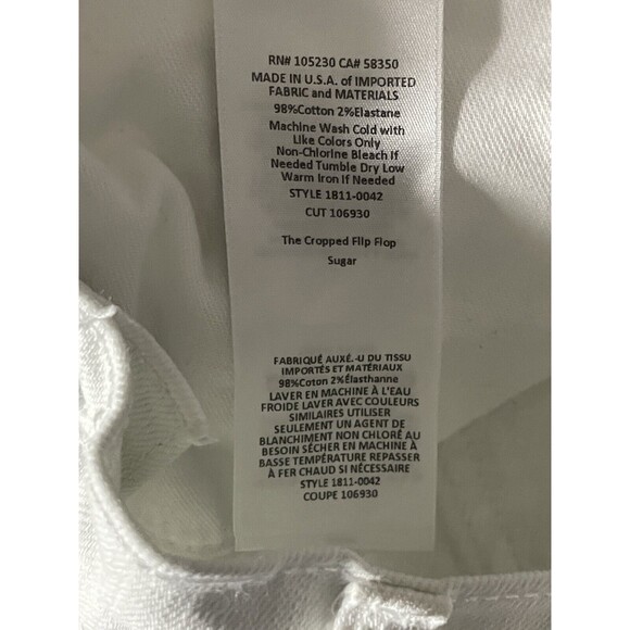 Current Elliott The Cropped Flip Flop Sugar White Denim Jeans Pants Women’s 30 - Picture 7 of 9